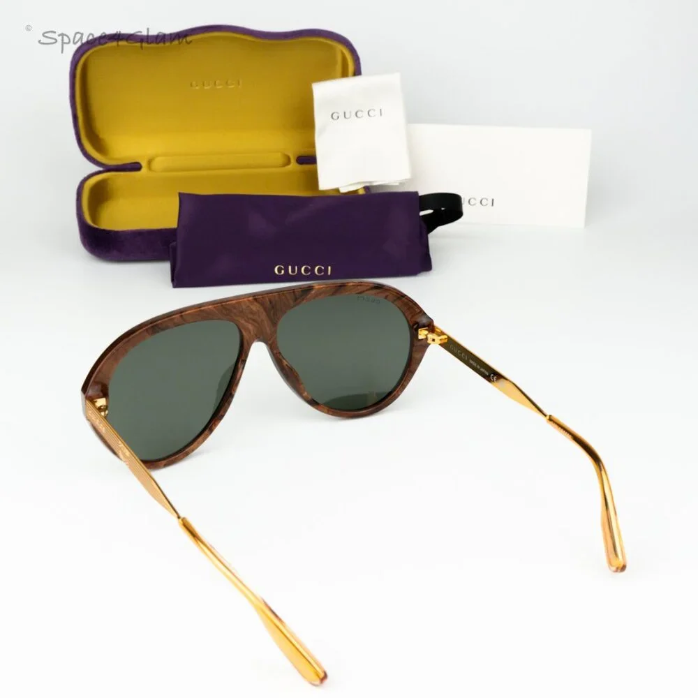 Gucci Men Sunglasses Black Gold Havana Grey Aviator GG1515S 001 BRAND NEW